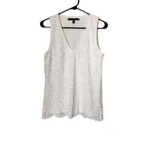 White house black market lace V neck tank top/sleeveless. White. Sz Medium.